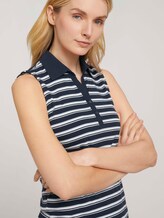 Mouwloos poloshirt met biologisch katoen - Vrouwen - navy mint irregular stripe Mouwloos poloshirt met biologisch katoen - Vrouwen - navy mint irregular stripe - 9 - TOM TAILOR