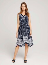 Gemustertes Tuchkleid mit Print - Frauen - navy white vertical stripe Gemustertes Tuchkleid mit Print - Frauen - navy white vertical stripe - 1 - TOM TAILOR