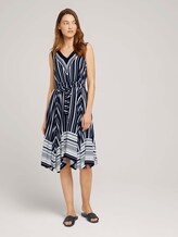 Gemustertes Tuchkleid mit Print - Frauen - navy white vertical stripe Gemustertes Tuchkleid mit Print - Frauen - navy white vertical stripe - 3 - TOM TAILOR