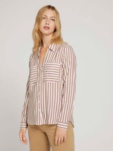 gestreepte overhemdblouse - Vrouwen - brown white vertical stripe gestreepte overhemdblouse - Vrouwen - brown white vertical stripe - 1 - TOM TAILOR Denim