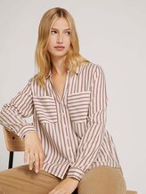 gestreepte overhemdblouse - Vrouwen - brown white vertical stripe gestreepte overhemdblouse - Vrouwen - brown white vertical stripe - 5 - TOM TAILOR Denim