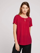 Blouse met korte mouwen en geplooid detail - Vrouwen - Bloody Mary Blouse met korte mouwen en geplooid detail - Vrouwen - Bloody Mary - 1 - TOM TAILOR