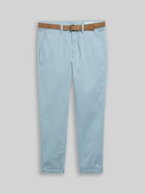 TOM TAILOR DENIM Herren Slim Chino Hose mit Gürtel, blau, Uni, Gr. 29/34