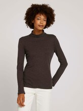 Basic Langarmshirt mit Rollkragen - Frauen - dark oak brown Basic Langarmshirt mit Rollkragen - Frauen - dark oak brown - 1 - Mine to five