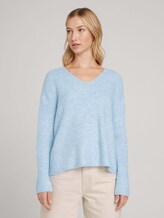 Pullover mit recyceltem Polyester - Frauen - bel air blue melange Pullover mit recyceltem Polyester - Frauen - bel air blue melange - 1 - TOM TAILOR Denim