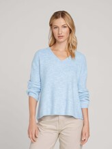 Pullover mit recyceltem Polyester - Frauen - bel air blue melange Pullover mit recyceltem Polyester - Frauen - bel air blue melange - 5 - TOM TAILOR Denim