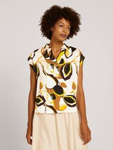 Short-sleeved blouse with a pattern - Women - brown green leaves design Short-sleeved blouse with a pattern - Women - brown green leaves design - 1 - Mine to five