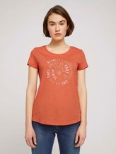 T-Shirt mit Schriftprint - Frauen - sundown coral T-Shirt mit Schriftprint - Frauen - sundown coral - 1 - TOM TAILOR Denim