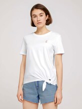 Loose Fit T-Shirt mit Knotendetail - Frauen - Off White Loose Fit T-Shirt mit Knotendetail - Frauen - Off White - 1 - TOM TAILOR Denim