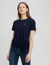 Loose Fit T-Shirt mit Knotendetail - Frauen - Real Navy Blue Loose Fit T-Shirt mit Knotendetail - Frauen - Real Navy Blue - 1 - TOM TAILOR Denim