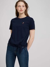 Loose Fit T-Shirt mit Knotendetail - Frauen - Real Navy Blue Loose Fit T-Shirt mit Knotendetail - Frauen - Real Navy Blue - 5 - TOM TAILOR Denim