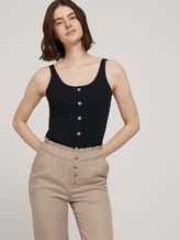 Ripp Top mit Knopfleiste - Frauen - deep black Ripp Top mit Knopfleiste - Frauen - deep black - 5 - TOM TAILOR Denim