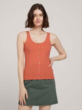 Ripp Top mit Knopfleiste - Frauen - sundown coral Ripp Top mit Knopfleiste - Frauen - sundown coral - 1 - TOM TAILOR Denim