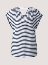 Gemusterte Kurzarmbluse - Frauen - navy white stripe Gemusterte Kurzarmbluse - Frauen - navy white stripe - 7 - TOM TAILOR Denim