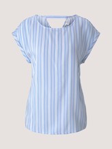 Patterned short-sleeved blouse - Women - light blue vertical stripe Patterned short-sleeved blouse - Women - light blue vertical stripe - 7 - TOM TAILOR Denim