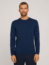 Pullover in Melange-Optik mit recyceltem Polyester - Männer - navy blue heather Pullover in Melange-Optik mit recyceltem Polyester - Männer - navy blue heather - 1 - TOM TAILOR