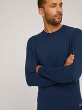 Pullover in Melange-Optik mit recyceltem Polyester - Männer - navy blue heather Pullover in Melange-Optik mit recyceltem Polyester - Männer - navy blue heather - 9 - TOM TAILOR