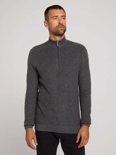 strukturierter Pullover - Männer - Black Grey Melange strukturierter Pullover - Männer - Black Grey Melange - 1 - TOM TAILOR