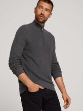 strukturierter Pullover - Männer - Black Grey Melange strukturierter Pullover - Männer - Black Grey Melange - 5 - TOM TAILOR