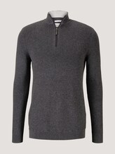 strukturierter Pullover - Männer - Black Grey Melange strukturierter Pullover - Männer - Black Grey Melange - 7 - TOM TAILOR