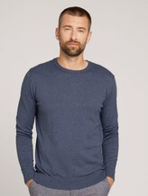 strukturierter Pullover - Männer - vintage indigo blue melange strukturierter Pullover - Männer - vintage indigo blue melange - 1 - TOM TAILOR