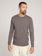 strukturierter Pullover - Männer - light wood taupe melange strukturierter Pullover - Männer - light wood taupe melange - 1 - TOM TAILOR