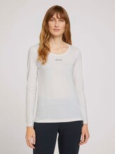Logo print long-sleeved shirt with organic cotton - Women - Whisper White Logo print long-sleeved shirt with organic cotton - Women - Whisper White - 1 - TOM TAILOR