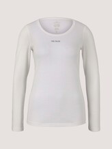 Logo print long-sleeved shirt with organic cotton - Women - Whisper White Logo print long-sleeved shirt with organic cotton - Women - Whisper White - 7 - TOM TAILOR