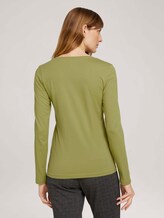 Logo print long-sleeved shirt with organic cotton - Women - green oasis Logo print long-sleeved shirt with organic cotton - Women - green oasis - 2 - TOM TAILOR