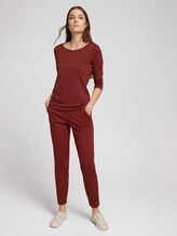 Logo print long-sleeved shirt with organic cotton - Women - dark maroon red Logo print long-sleeved shirt with organic cotton - Women - dark maroon red - 3 - TOM TAILOR