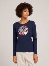 Print Langarmshirt mit Bio-Baumwolle - Frauen - Sky Captain Blue Print Langarmshirt mit Bio-Baumwolle - Frauen - Sky Captain Blue - 1 - TOM TAILOR
