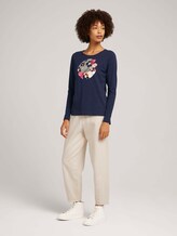 Print Langarmshirt mit Bio-Baumwolle - Frauen - Sky Captain Blue Print Langarmshirt mit Bio-Baumwolle - Frauen - Sky Captain Blue - 3 - TOM TAILOR