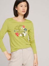 Print Langarmshirt mit Bio-Baumwolle - Frauen - green oasis Print Langarmshirt mit Bio-Baumwolle - Frauen - green oasis - 5 - TOM TAILOR