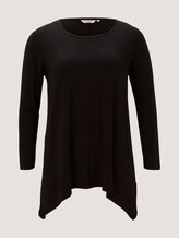 Curvy - long t-shirt with an asymmetric hemline - Women - deep black Curvy - long t-shirt with an asymmetric hemline - Women - deep black - 7 - My True Me