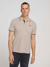 poloshirt met kraagdetail - Mannen - cosy soft beige melange poloshirt met kraagdetail - Mannen - cosy soft beige melange - 1 - TOM TAILOR