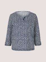 Gemustertes Henleyshirt mit Bio-Baumwolle - Frauen - blue offwhite minimal Gemustertes Henleyshirt mit Bio-Baumwolle - Frauen - blue offwhite minimal - 7 - TOM TAILOR