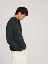 Pullover mit Troyer-Kragen - Männer - navy ice grey mouline Pullover mit Troyer-Kragen - Männer - navy ice grey mouline - 5 - TOM TAILOR Denim