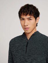 Pullover mit Troyer-Kragen - Männer - navy ice grey mouline Pullover mit Troyer-Kragen - Männer - navy ice grey mouline - 9 - TOM TAILOR Denim