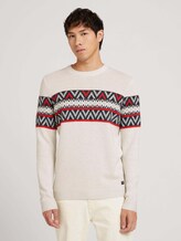 Jumper with a pattern - Men - light beige ice red jacquard Jumper with a pattern - Men - light beige ice red jacquard - 1 - TOM TAILOR Denim