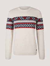 Jumper with a pattern - Men - light beige ice red jacquard Jumper with a pattern - Men - light beige ice red jacquard - 7 - TOM TAILOR Denim