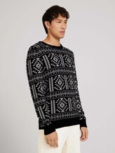 Strickpullover aus nachhaltiger Baumwolle - Männer - black base off white design Strickpullover aus nachhaltiger Baumwolle - Männer - black base off white design - 1 - TOM TAILOR Denim