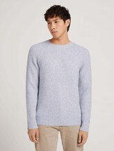 Gerippter Strickpullover - Männer - Light Stone Grey Melange Gerippter Strickpullover - Männer - Light Stone Grey Melange - 1 - TOM TAILOR Denim