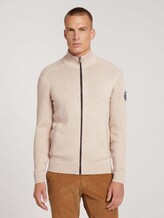 Cardigan with ribbed sleeves - Men - soft beige melange Cardigan with ribbed sleeves - Men - soft beige melange - 1 - TOM TAILOR