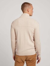 Cardigan with ribbed sleeves - Men - soft beige melange Cardigan with ribbed sleeves - Men - soft beige melange - 2 - TOM TAILOR