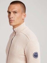 Cardigan with ribbed sleeves - Men - soft beige melange Cardigan with ribbed sleeves - Men - soft beige melange - 9 - TOM TAILOR
