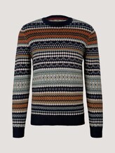 gemusterter Pullover - Männer - ice blue off white navy design gemusterter Pullover - Männer - ice blue off white navy design - 7 - TOM TAILOR