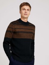 gemusterter Pullover - Männer - navy with placed cognac design gemusterter Pullover - Männer - navy with placed cognac design - 1 - TOM TAILOR