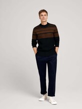 gemusterter Pullover - Männer - navy with placed cognac design gemusterter Pullover - Männer - navy with placed cognac design - 3 - TOM TAILOR