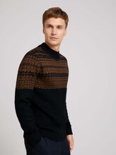 gemusterter Pullover - Männer - navy with placed cognac design gemusterter Pullover - Männer - navy with placed cognac design - 5 - TOM TAILOR