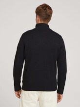 Cardigan with a stand-up collar and zip - Men - Black Grey Melange Cardigan with a stand-up collar and zip - Men - Black Grey Melange - 2 - TOM TAILOR